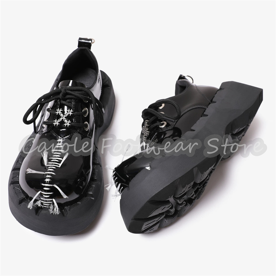 Patent Leather Oxford - Male Chunky Bottom Heigh Increasing Shoes