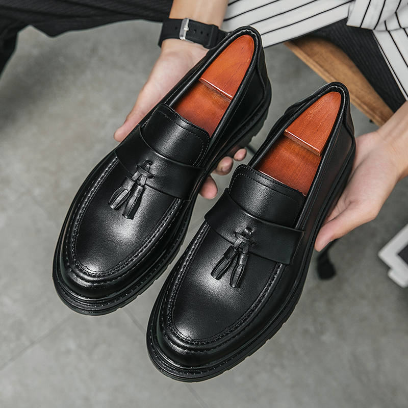 Patent Leather Oxford - Tassel Loafers Men Platform Thick-soled Formal