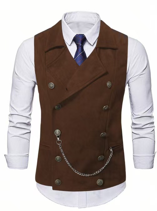 Men's Double Breasted Vest wit - Men Formal Wear Vest 评论和价格