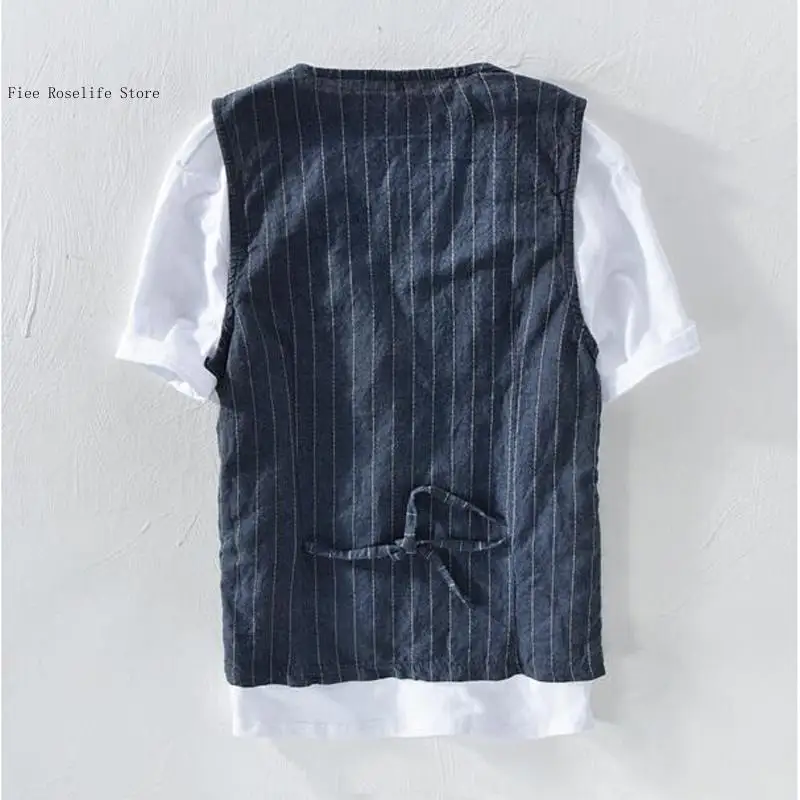 British Casual Linen Vest for  - Men Formal Wear Vest 评论和价格