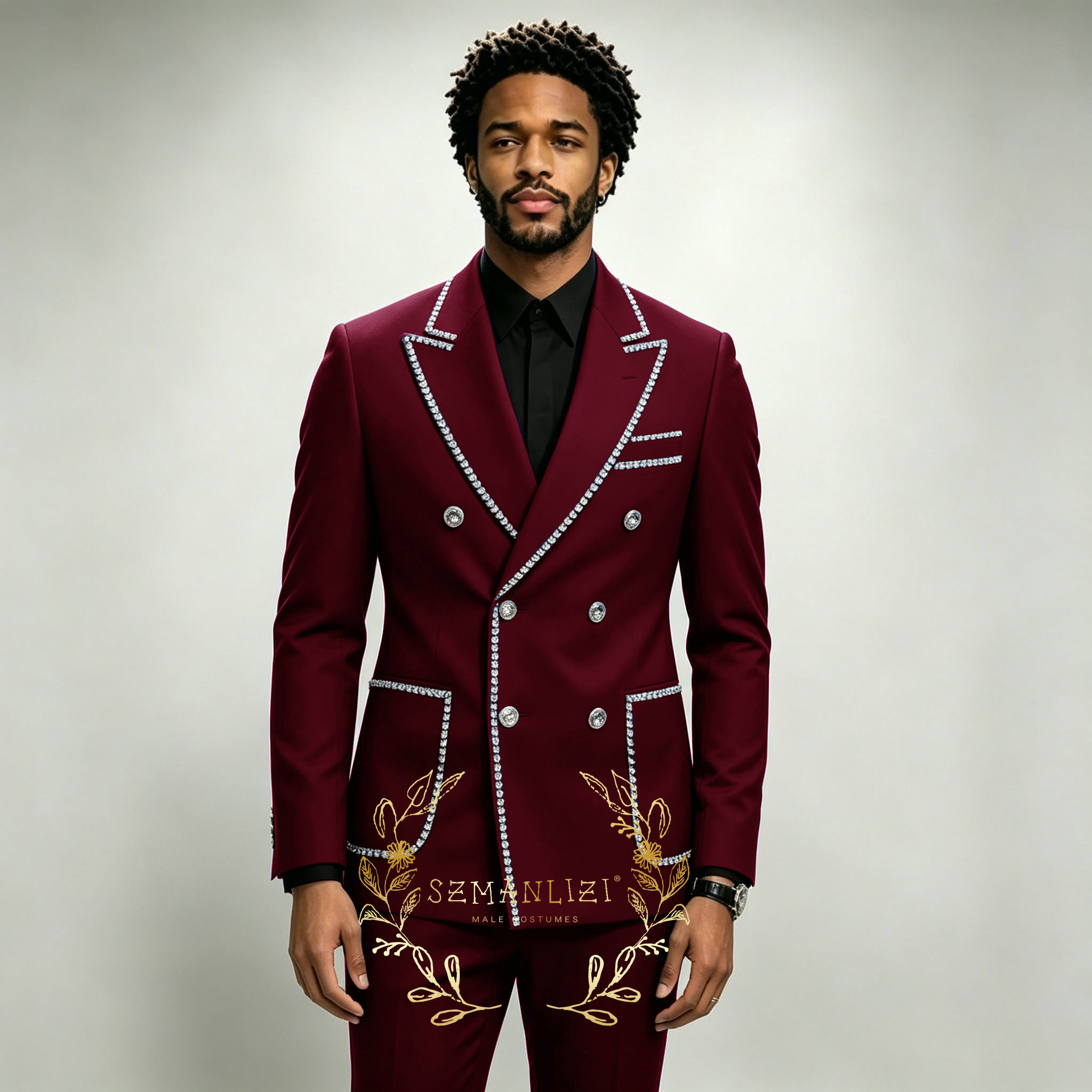 Luxury Men's Suits 2 Pieces Ro - Men Formal Wear For Wedding 评论和价格