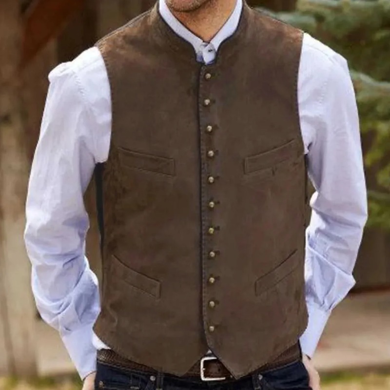 Men Vest Coffee Suede Velvet S - Men Formal Wear Vest 评论和价格