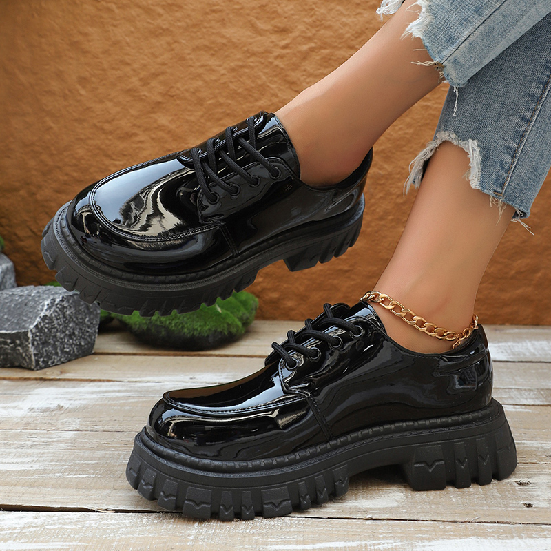 Chunky Platform Oxford Shoes f - Patent Leather Oxford 评论和价格