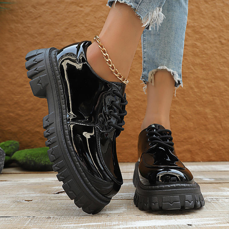 Chunky Platform Oxford Shoes f - Patent Leather Oxford 评论和价格