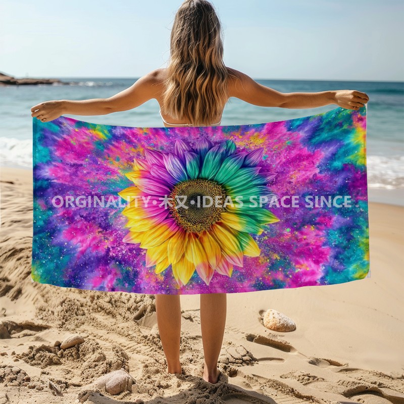 Tie Dye Rainbow Sunflower Beac - Windsor Knot Tie 评论和价格
