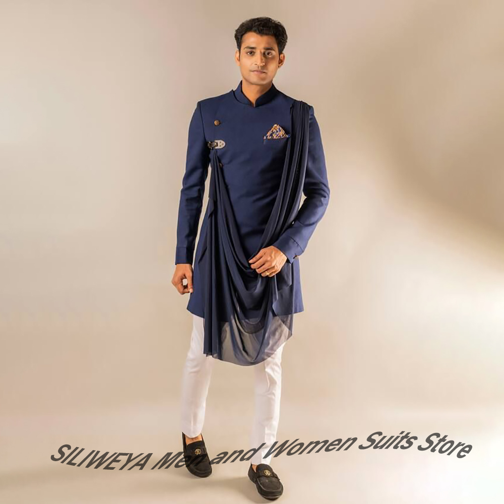 Elegant Men's Navy Blue Indian - Men Formal Wear Indian 评论和价格