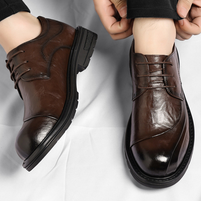Brown Burnished Genuine Leathe - Men'S Formal Wear 评论和价格
