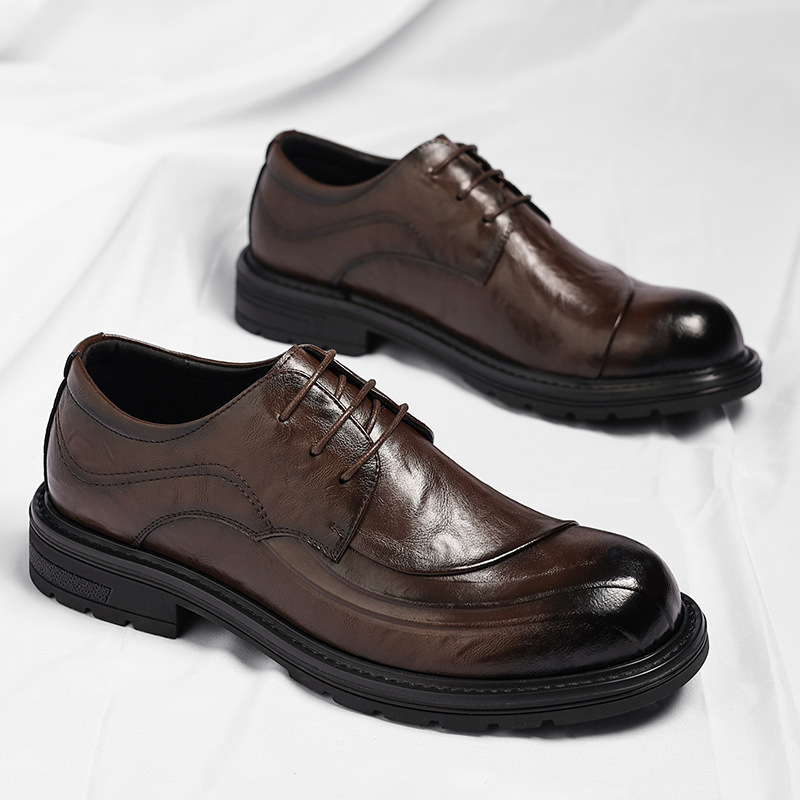 Brown Burnished Genuine Leathe - Men'S Formal Wear 评论和价格