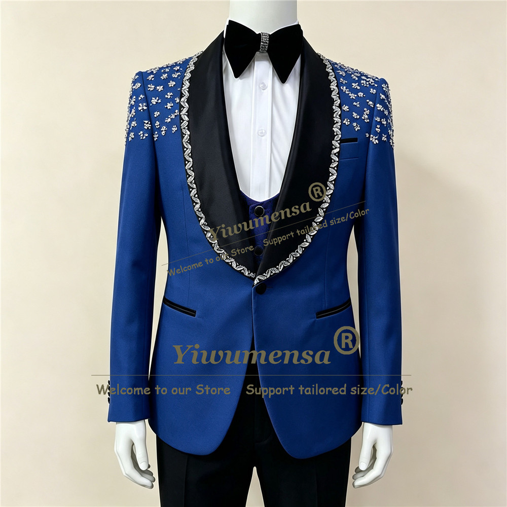 Luxury Diamond Beaded Men's Su - Men Formal Wear Vest 评论和价格