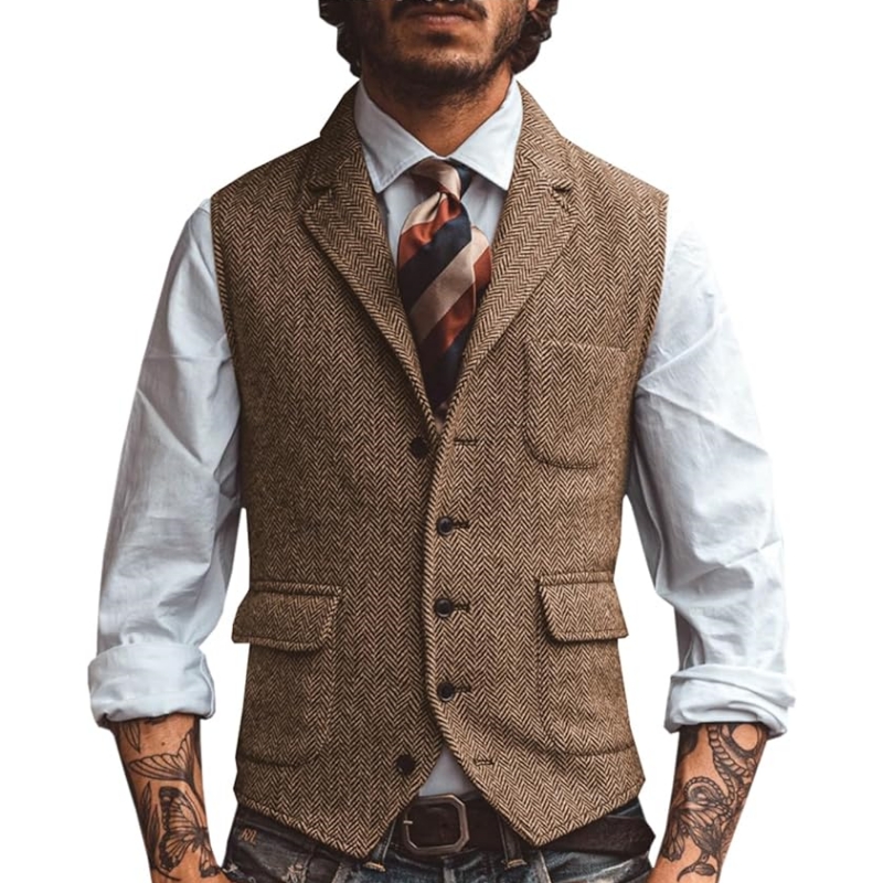 New V Neck Lapel Men's Suits V - Men Formal Wear Vest 评论和价格