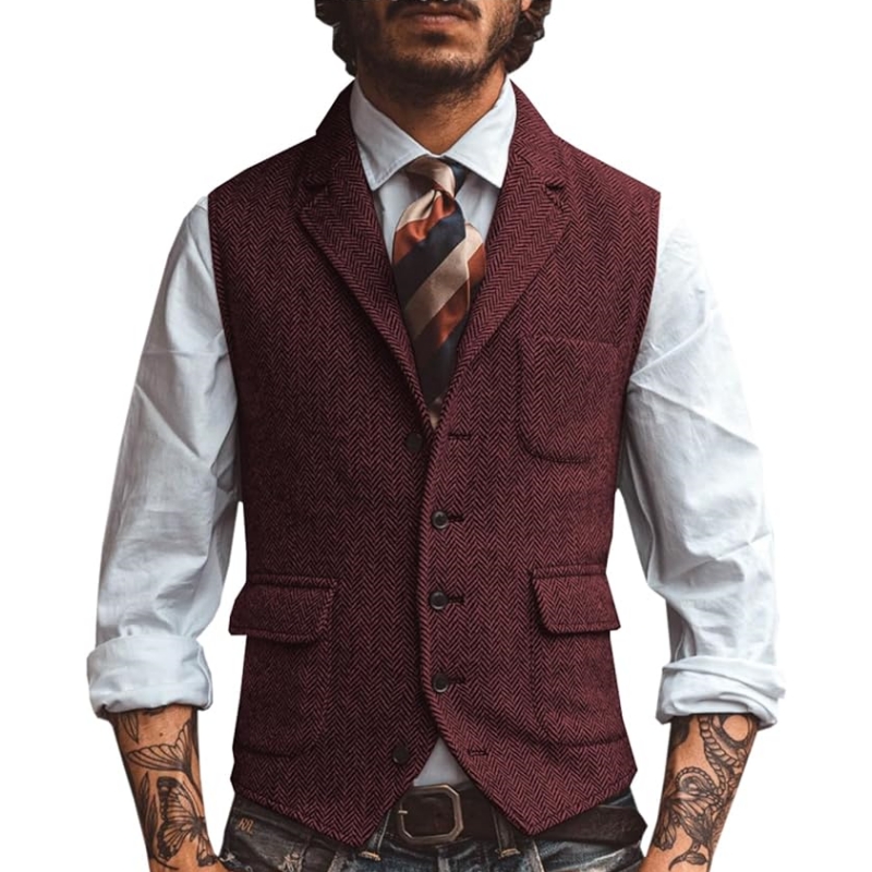 New V Neck Lapel Men's Suits V - Men Formal Wear Vest 评论和价格