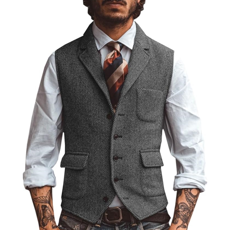 New V Neck Lapel Men's Suits V - Men Formal Wear Vest 评论和价格