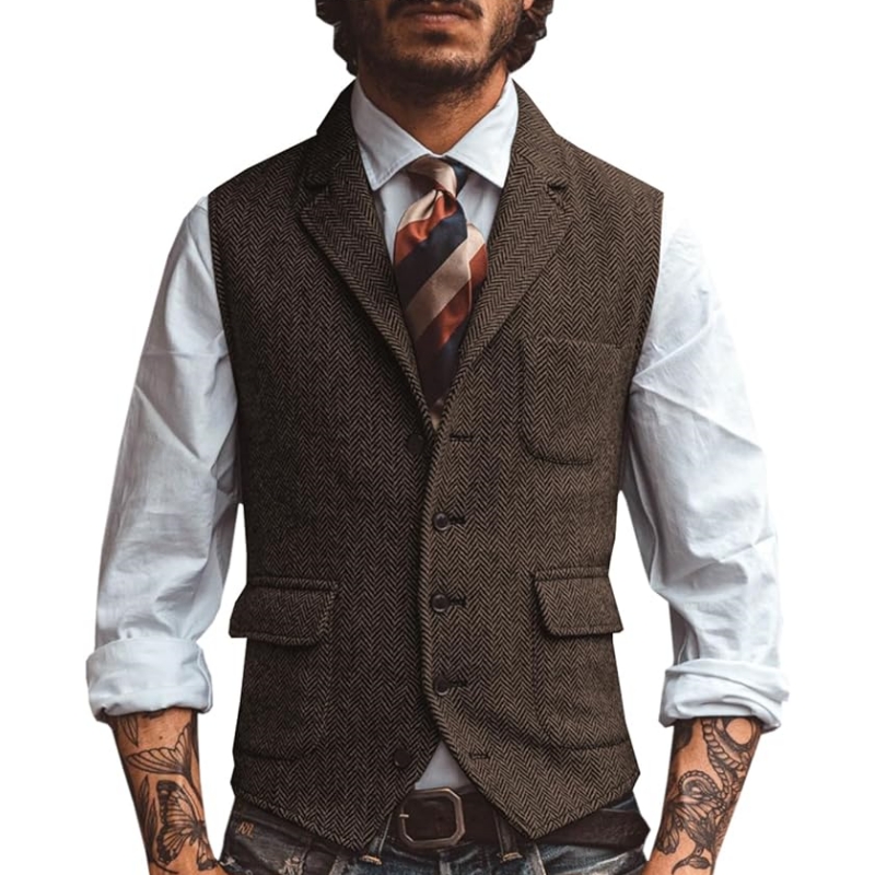 New V Neck Lapel Men's Suits V - Men Formal Wear Vest 评论和价格