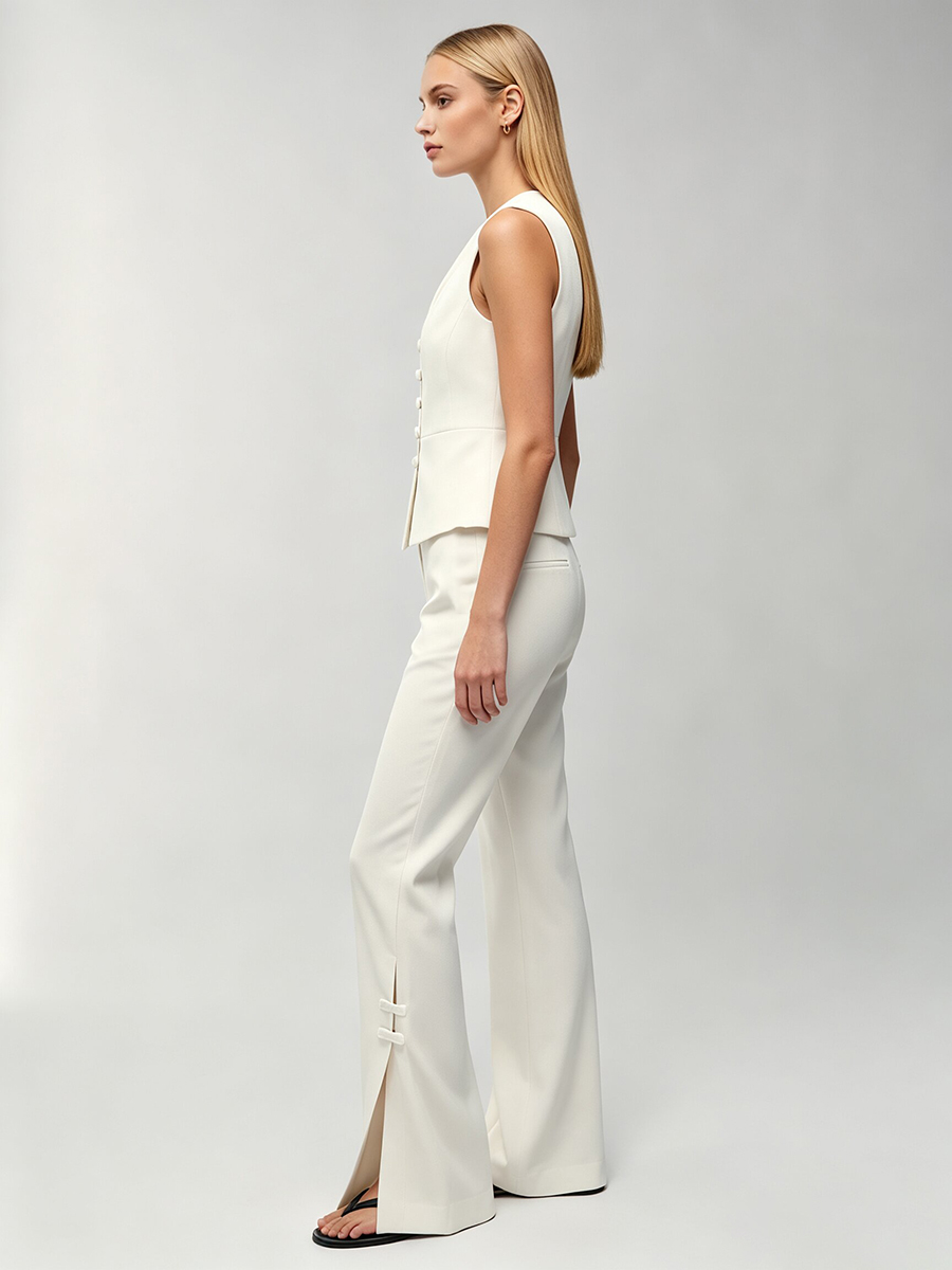 LIMO Women White Chinese Frog  - Men Formal Wear Vest 评论和价格