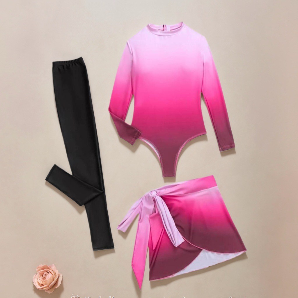 Blue Long Sleeve Swimsuit High - Slim Fit Suit Set 评论和价格